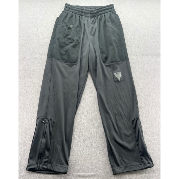 VTG Air Jordan Flight Mens Black Mesh Panel Track Pants Zipper Leg Size Large